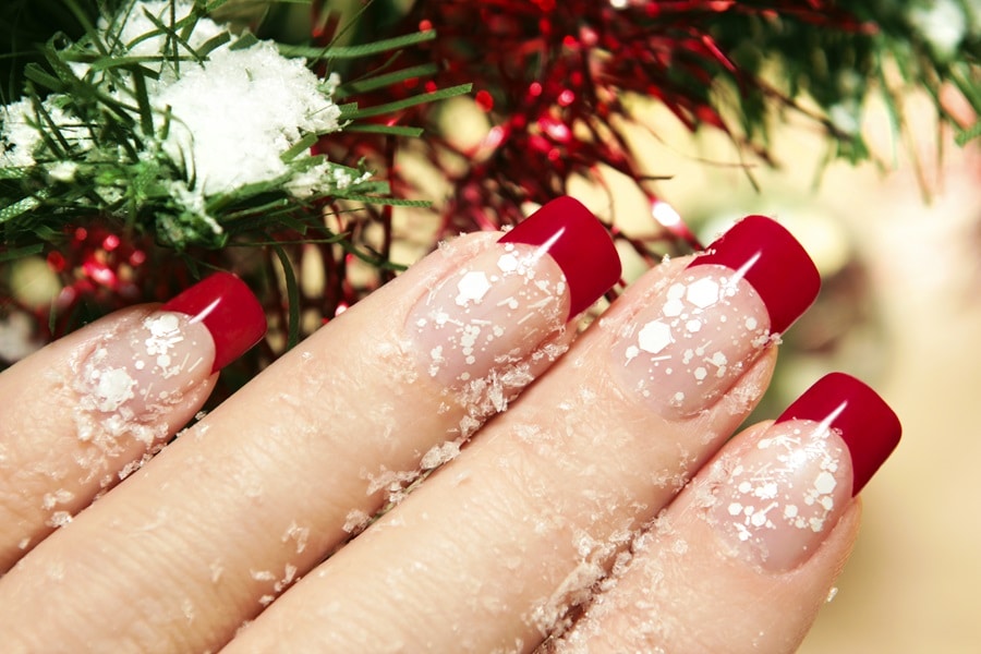 French manicure rood kerst