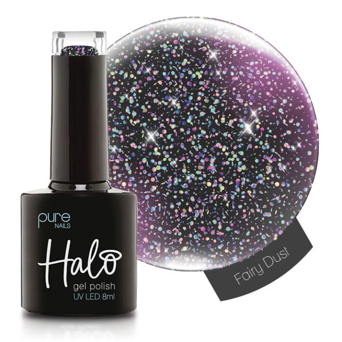 Halo top coat met glitters Fairy Dust - Over zwart