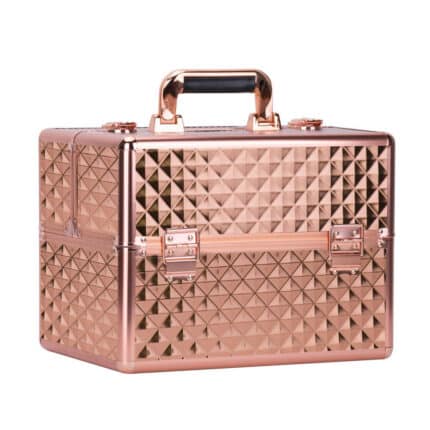 Nagelkoffer rosegoud hardcase met sleutel en gespsluitingen